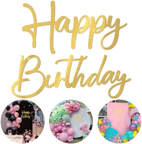 Wokceer Gold Happy Birthday Sign for Backdrop Decorations