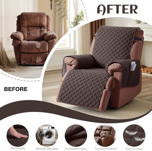 KinCam Waterproof Recliner Chair Cover 236 Chocolate