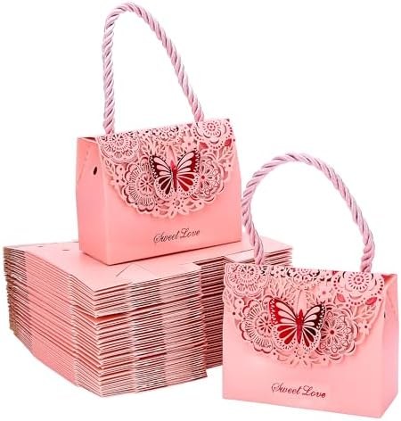 Yoption 50 Pack Butterfly Party Favor Bags with Nylon Rope
