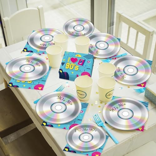 90s Party Plates Napkins Set for Retro Theme Celebration