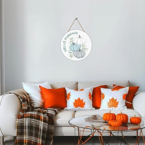 Fall Door Decor with Hello Pumpkin Sign