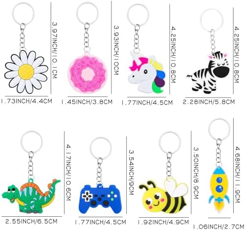 65PCS Cartoon Keychains for Kids Party Favors