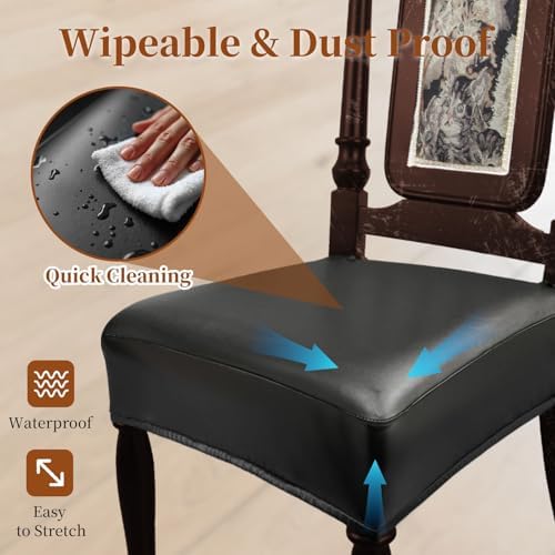 WUSOUPU Waterproof Dining Chair Seat Covers Set of 4 Black 1