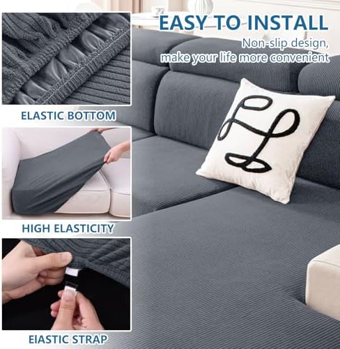 Hyha Waterproof Couch Cushion Covers 3 Piece Dark Grey