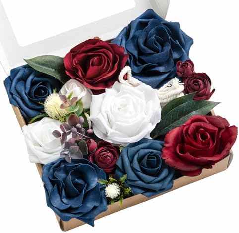 Lings Moment Artificial Flower Combo Navy Blue Red
