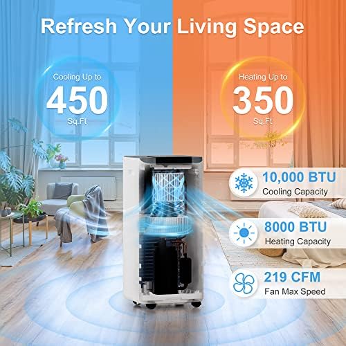 10000 BTU Portable Air Conditioner with 4-in-1 Functionality