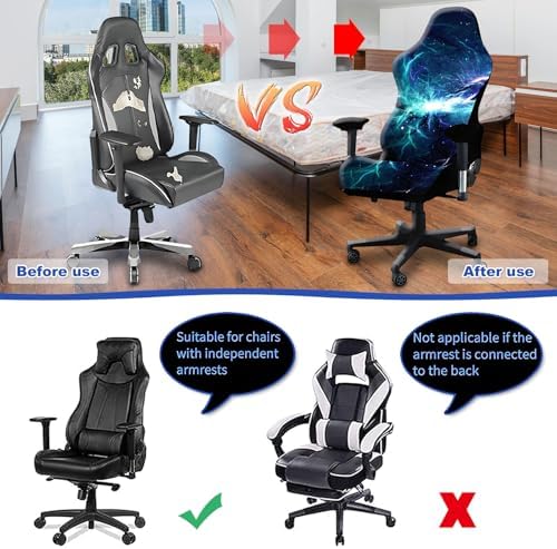 Gaming Chair Slipcovers Stretchable Elastic Seat and Armrest Covers