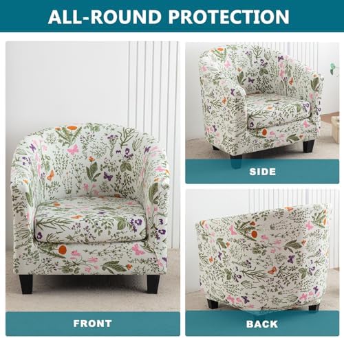 KRFOONN 2 Piece Stretch Barrel Chair Slipcover