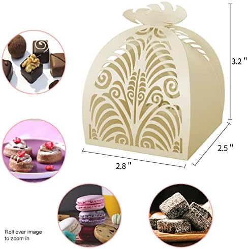 KPOSIYA Pack of 70 Laser Cut Beige Favor Boxes 1