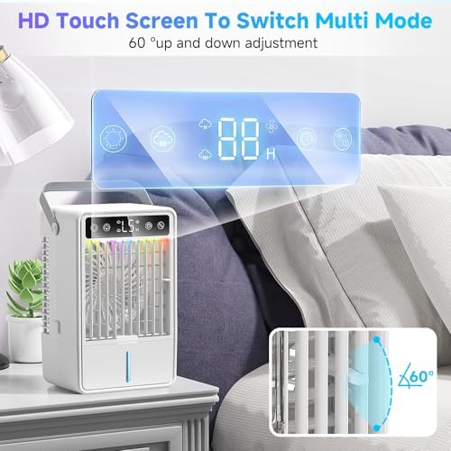 Aihotim 1500ML Evaporative Air Cooler with 5 Wind Speeds and LED Light