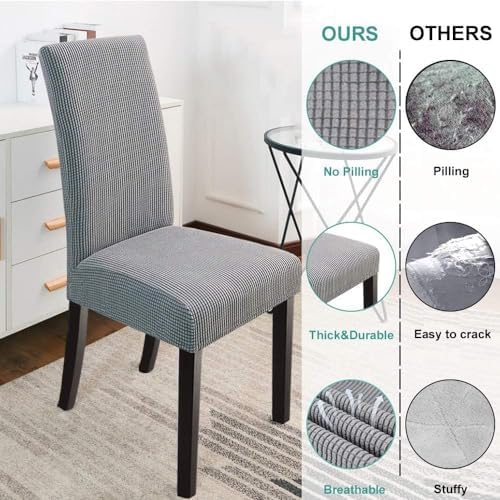 NORTHERN BROTHERS Dining Chair Covers Set of 4 Light Grey 1