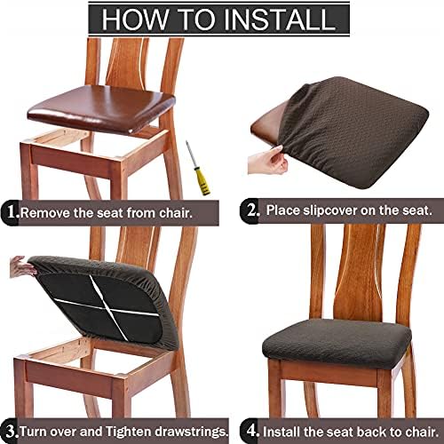 BUYUE Dining Chair Seat Covers Set of 6 Beige