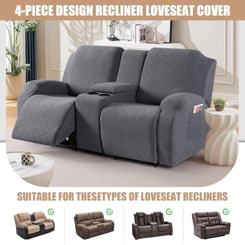 VANSOFY Recliner Loveseat Cover with Middle Console