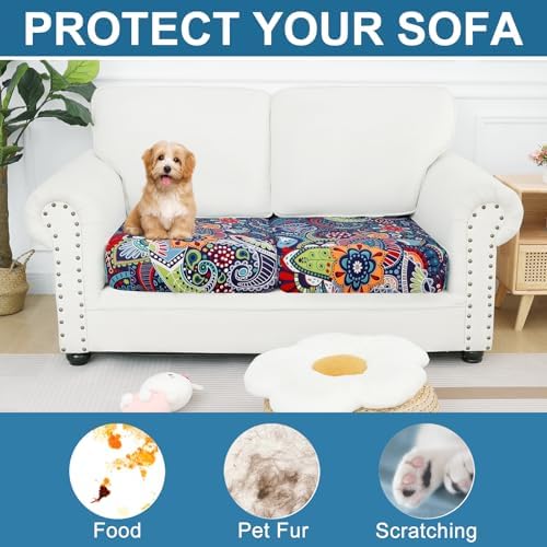 Smiry Printed Couch Cushion Covers 2 Pack Blue Green 1