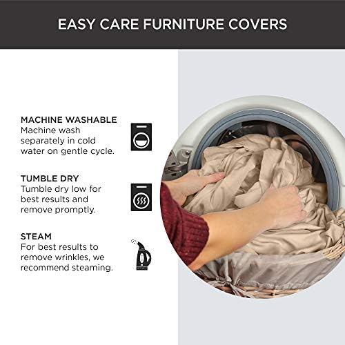 SureFit Cotton Canvas Dining Chair Slipcover Gray 1