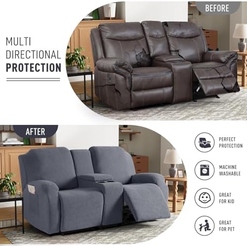 Modern 2 Seat Recliner Covers with Console