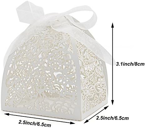 KPOSIYA 100 Laser Cut Rose Candy Boxes Wedding Favor