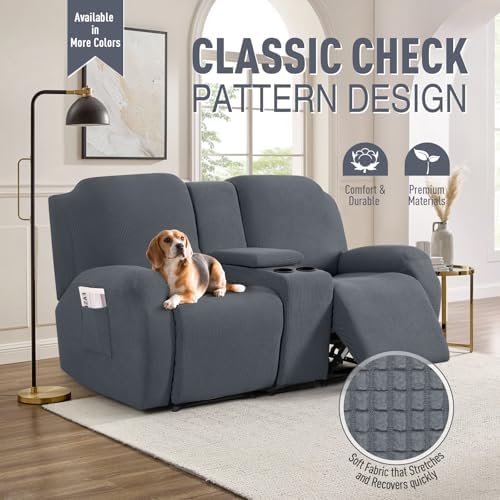 TAOCOCO Loveseat Recliner Cover with Console Grey