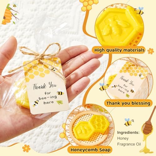 24 Pcs Honeycomb Baby Shower Favors with Stick Soap Yellow