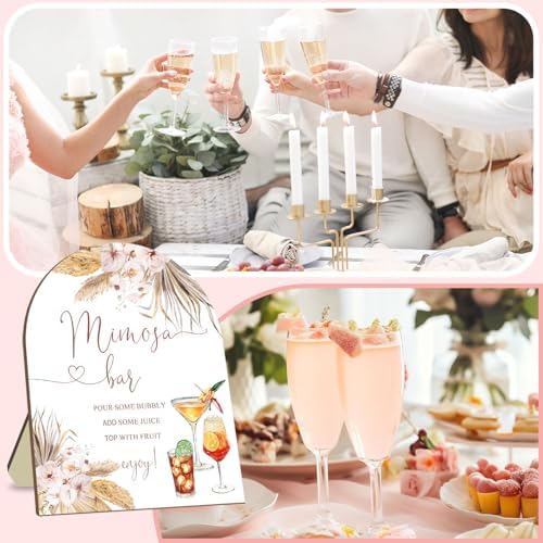Boho Mimosa Bar Sign with White Stand 1