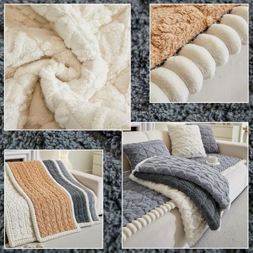 Tiwwie Fuzzy Dog Couch Cover with Non-Slip Design