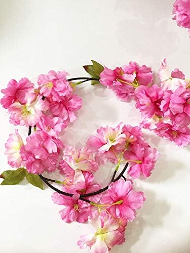 Artfen Artificial Cherry Blossom Garland 58 FT Deep Pink Hanging Plants