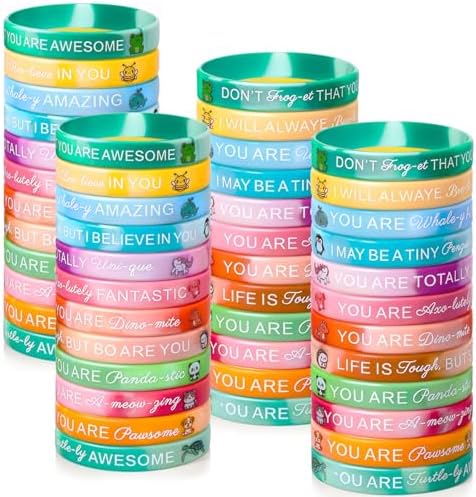 Motivational Animal Silicone Bracelets 12 Styles 24 Pieces