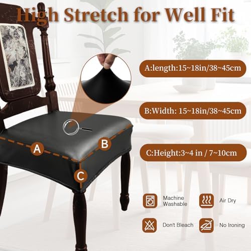 WUSOUPU Waterproof Dining Chair Seat Covers Set of 4 Black 1