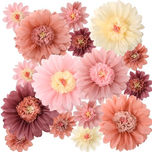 12 Pcs Large Pastel Tissue Paper Flowers Fiesta Decor