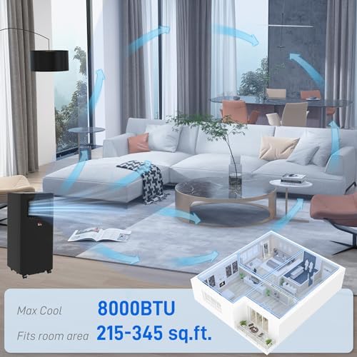 HOMCOM 8000 BTU Portable Air Conditioner with Dehumidifier and Fan