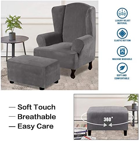 HVERSAILTEX Real Velvet Plush Stool Cover Large Grey