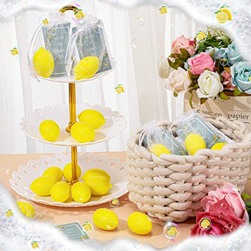 Lounsweer Set of 20 Lemon Soap Favors with Cards and Organza Bags