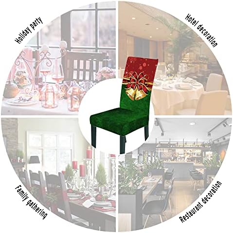 Bnitoam 6 Piece Christmas Dining Chair Covers Green Bell 1