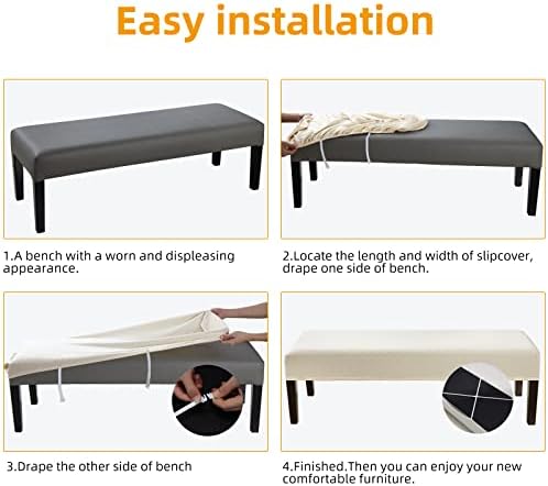 Fuloon Stretch Jacquard Dining Bench Cover - Beige