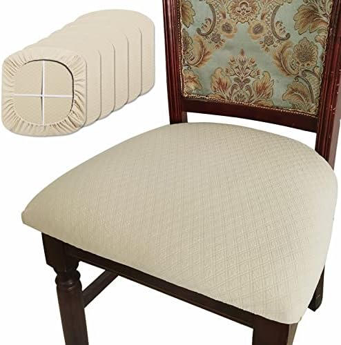 BUYUE Dining Chair Seat Covers Set of 6 Beige