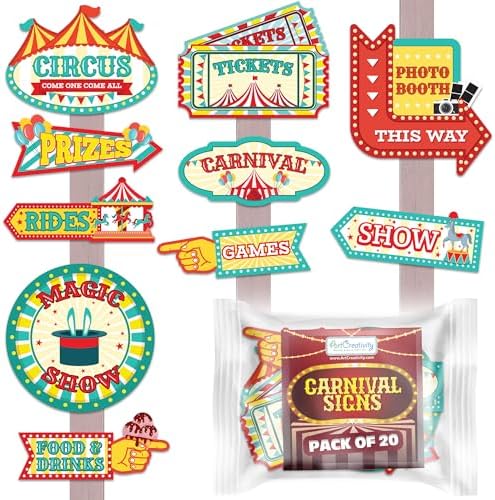 ArtCreativity Carnival Signs 20 Pack - Circus Decor