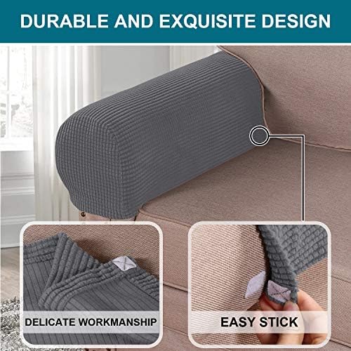 Turquoize Stretch Armrest Covers for Chairs and Sofas Gray Set of 2