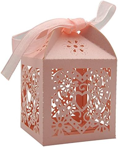 KPOSIYA 100 Pack Love Heart Decorative Gift Boxes with Ribbons