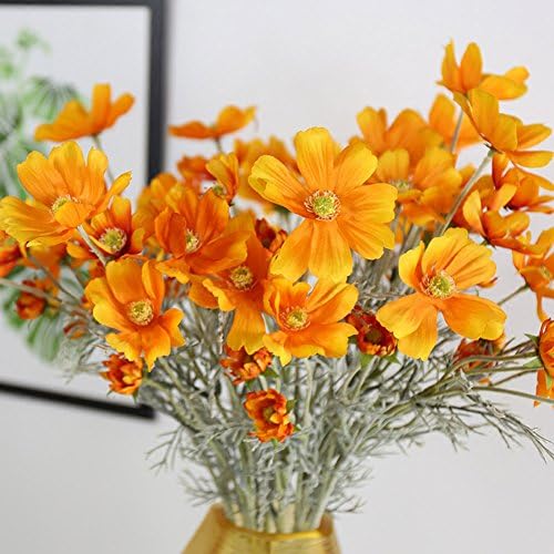 6 Pcs Artificial Calliopsis Flowers Warm Autumn Orange No Vase