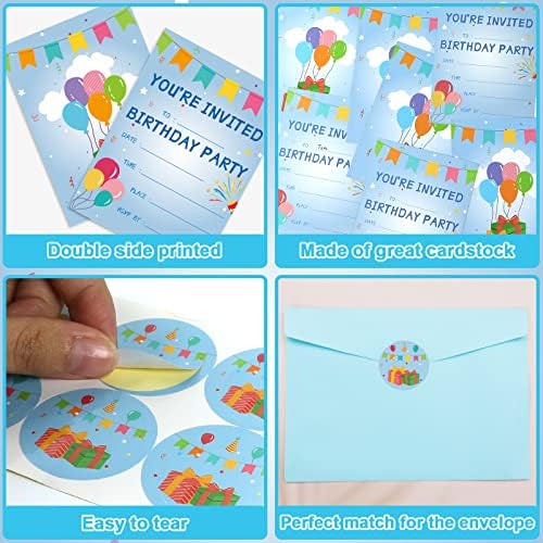 30 Piece Birthday Invite Set with Envelopes and Sticker Labels