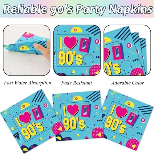 90s Party Plates Napkins Set for Retro Theme Celebration