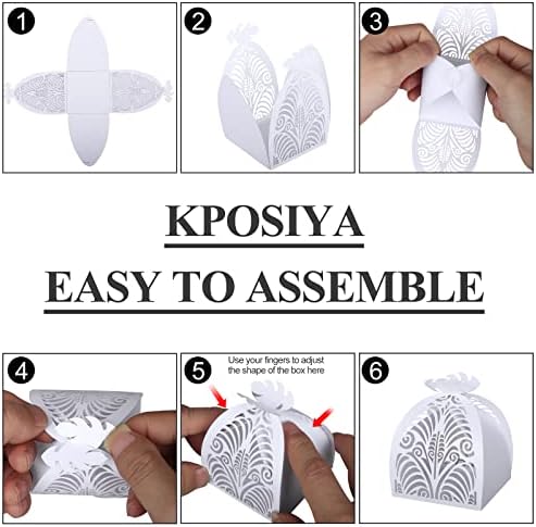 KPOSIYA Pack of 70 Laser Cut Favor Boxes White