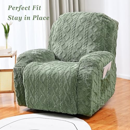 JOKIVTOU Recliner Chair Covers 4-Piece Set with Elastic Bottom and Stretch Fit