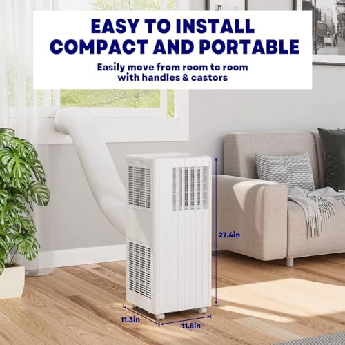 8000 BTU Portable AC with Dehumidifier Fan and Sleep Modes