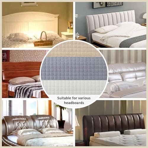 Elastic Bed Headboard Slipcover with Side Pockets Khaki Queen Size