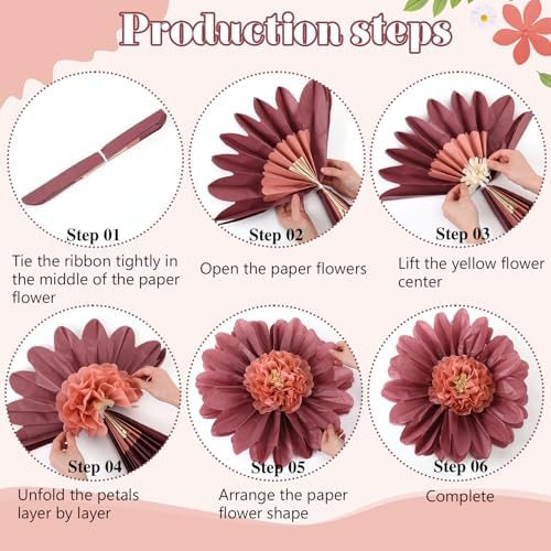 12 Pcs Large Pastel Tissue Paper Flowers Fiesta Decor