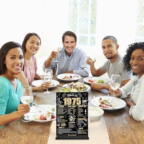 Black Gold 50th Birthday Decorative Table Sign with Stand