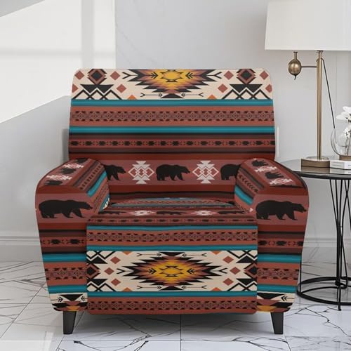 Cozeyat Red Aztec Tribal Recliner Slipcover Set 4-Piece