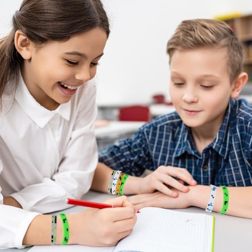 24pcs Pixel Miner Silicone Bracelets 4 Styles Party Favors for Gamers