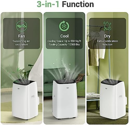 DuraComfort 12000 BTU Portable AC Unit with Dehumidifier and Fan Modes